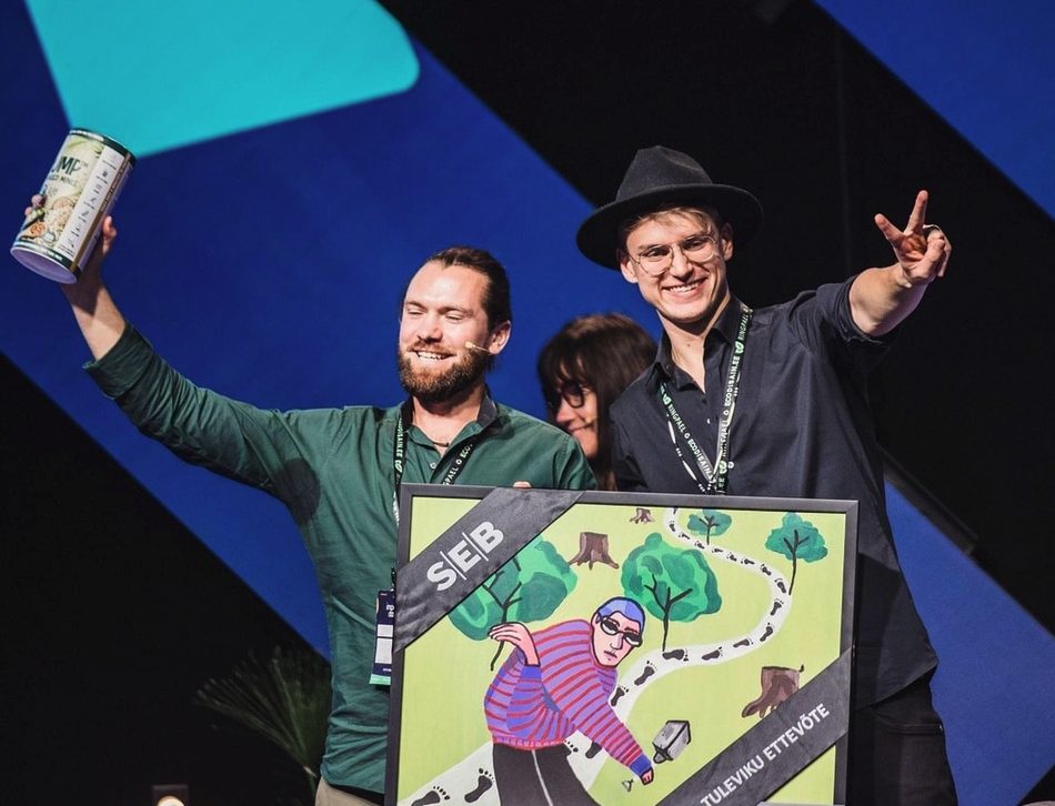 On stage receiving the SEB Company of the Future award